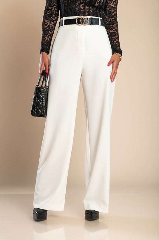 Elegant trousers with wide legs, beige