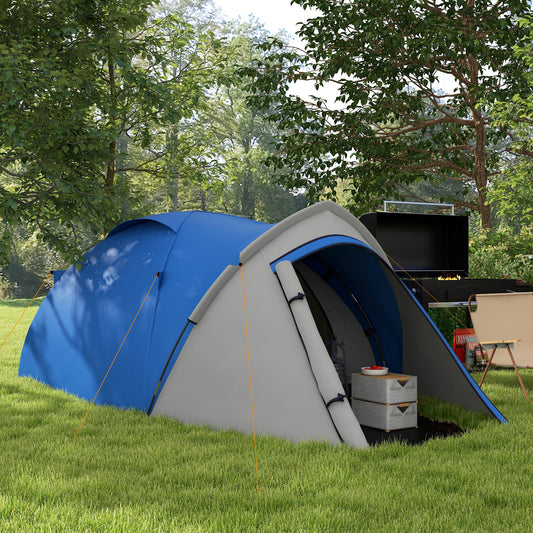 Dome Tent for 2 Person Camping Tent with Large Windows, Waterproof Blue and Grey-1