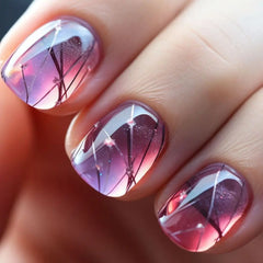 24pcs French Blue Pearl False Nails Set-0