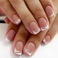 24pcs French Blue Pearl False Nails Set-8