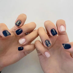 24pcs French Blue Pearl False Nails Set-30