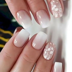 24pcs French Blue Pearl False Nails Set-22