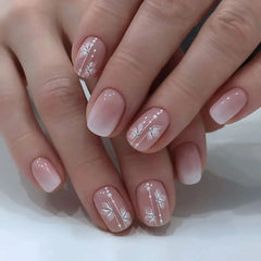 24pcs French Blue Pearl False Nails Set-2
