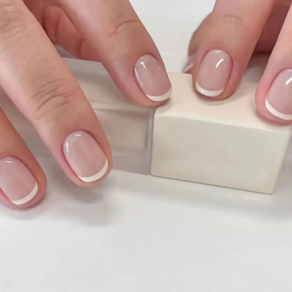 24pcs French Blue Pearl False Nails Set-29