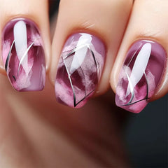 24pcs French Blue Pearl False Nails Set-15