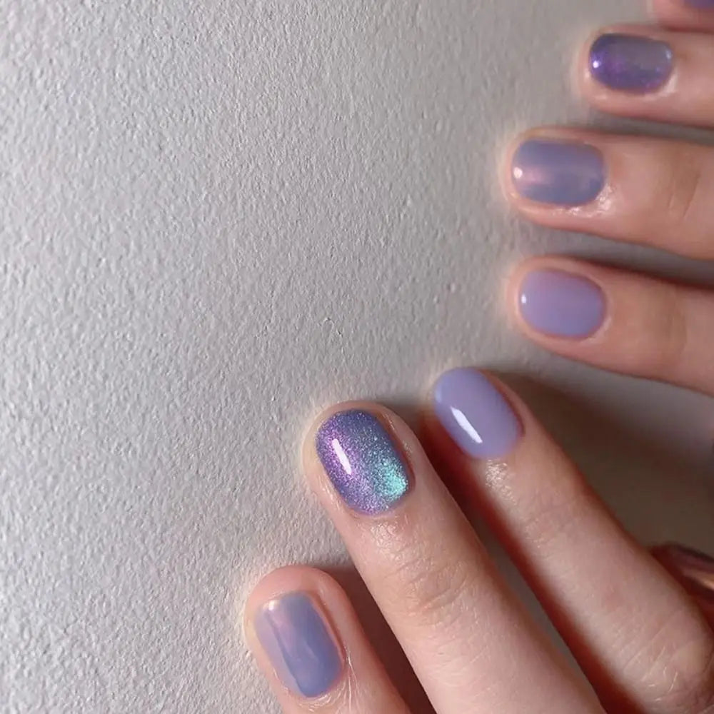 24pcs French Blue Pearl False Nails Set-5
