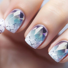 24pcs French Blue Pearl False Nails Set-32