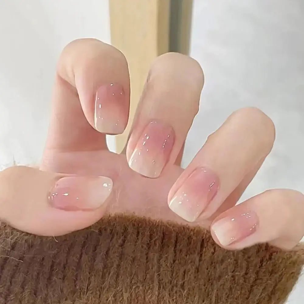24pcs French Blue Pearl False Nails Set-24
