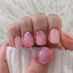 24pcs French Blue Pearl False Nails Set-39
