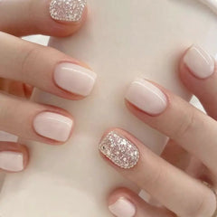 24pcs French Blue Pearl False Nails Set-19