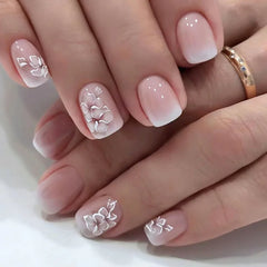 24pcs French Blue Pearl False Nails Set-7