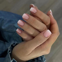 24pcs French Blue Pearl False Nails Set-40
