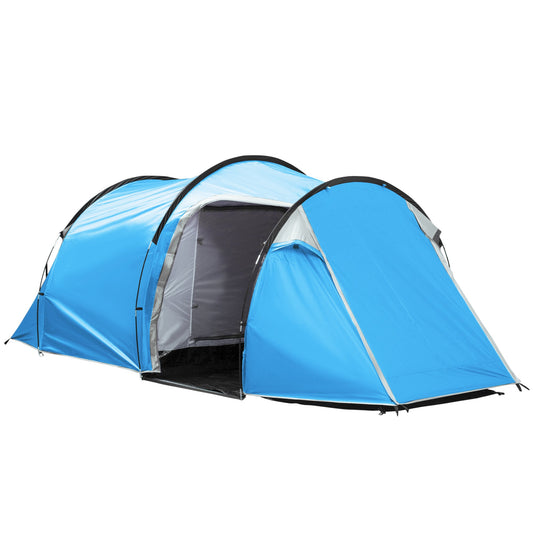 2-3 Man Tunnel Tents w/ Vestibule Camping Tent Porch Air Vents Rainfly Weather-Resistant Shelter Fishing Hiking Festival Shelter Blue-0