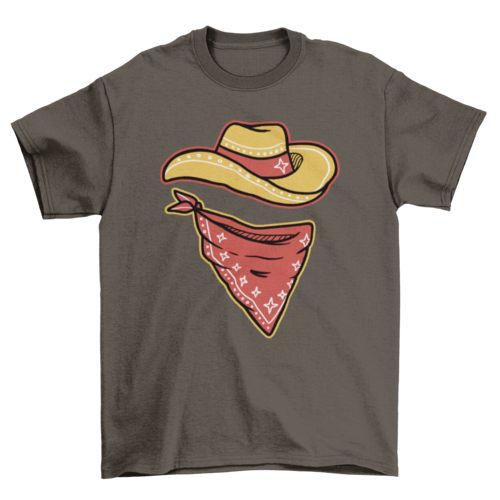 Western hat and bandana cowboy t-shirt